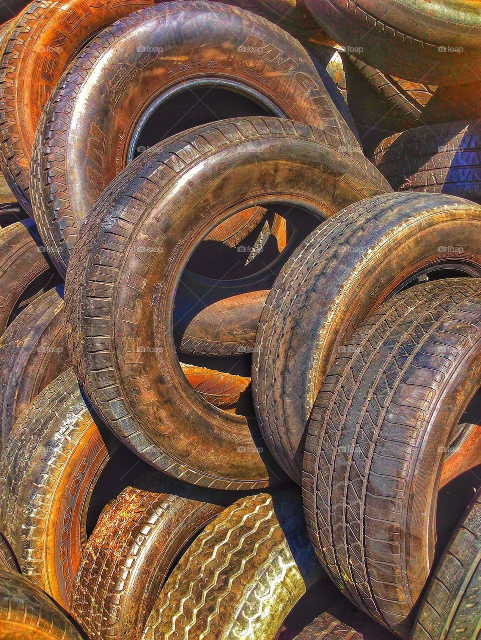 Recycled rubber car tires