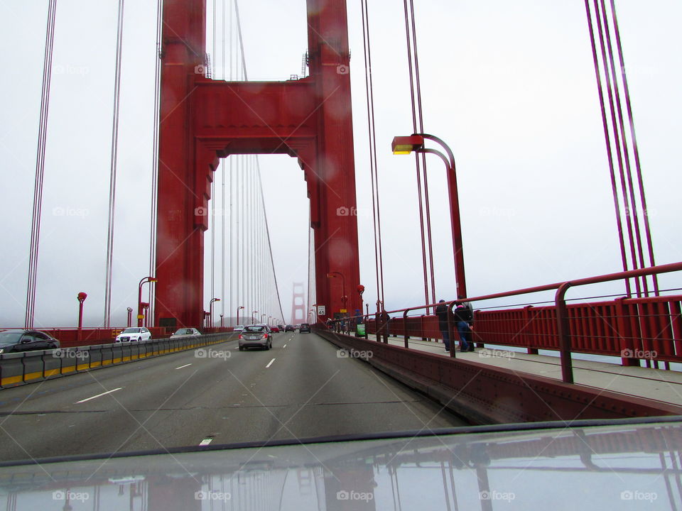 red painted Steel roadway water Crossing