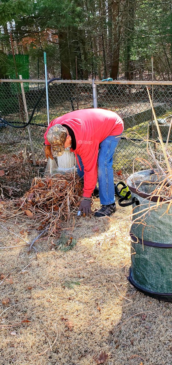 #stayingathome projects. Something to do when you can't really go anywhere. Cleaning up yard, trash barrel.