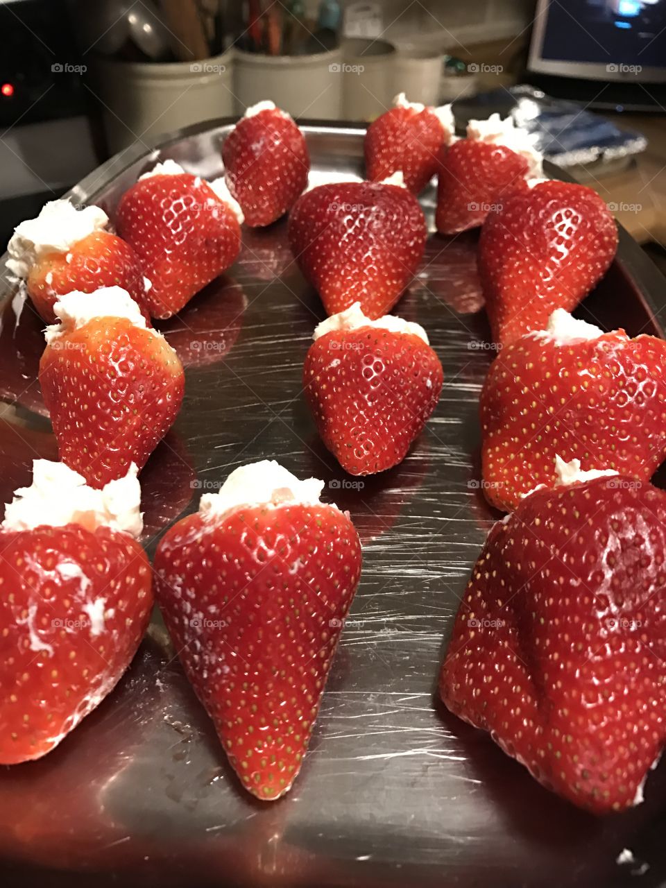 Goat cheese stuffed strawberries 