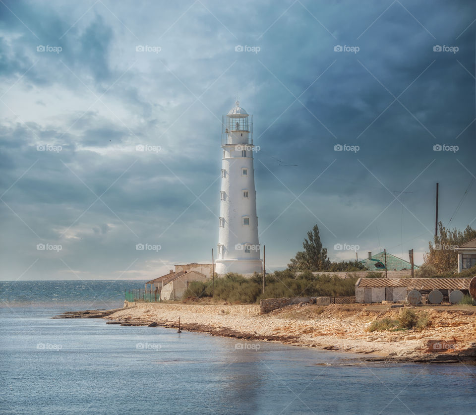 Lighthouse on Black Sea, west coastline, Atlesh, Crimea