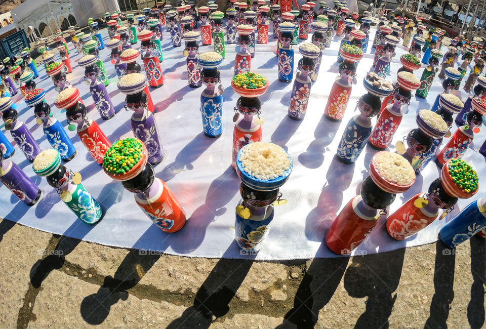 Colorful local souvenir along the way at Egypt