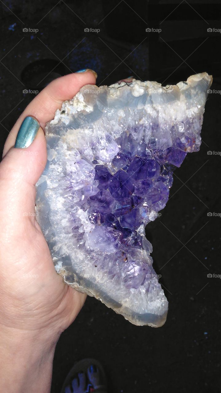 Amethyst in the palm of my hand