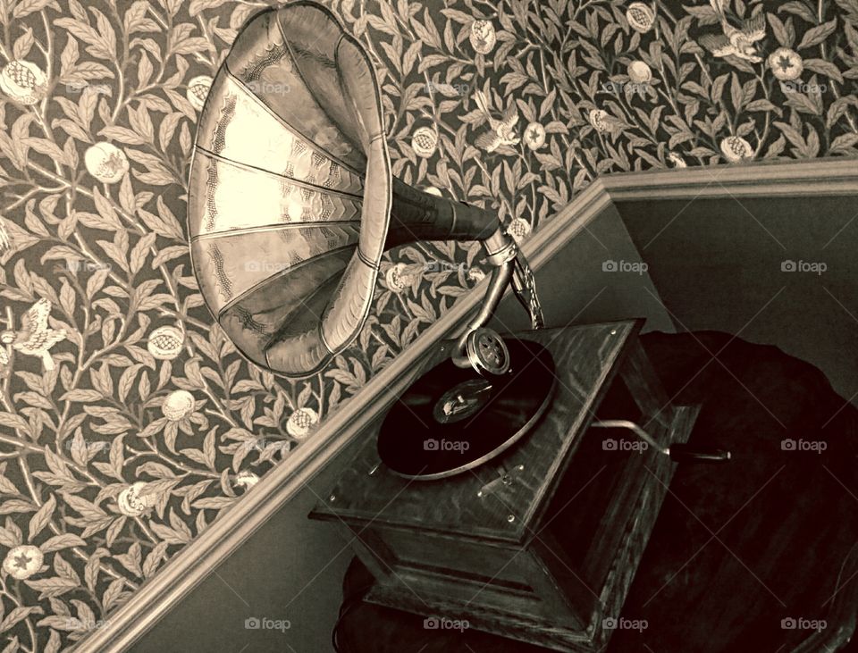 Gramophone on table