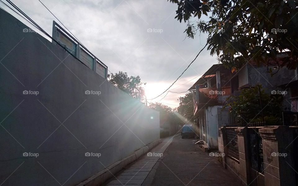 Photo of sunrise in the morning in a small town