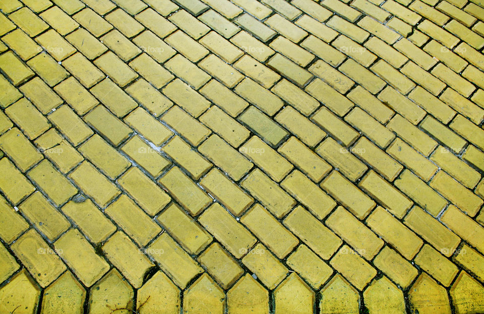 Old yellow pavement in Sofia, Bulgaria.