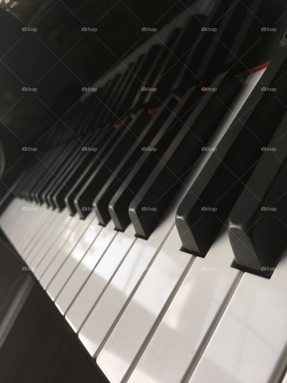 Piano keys in natural light 
