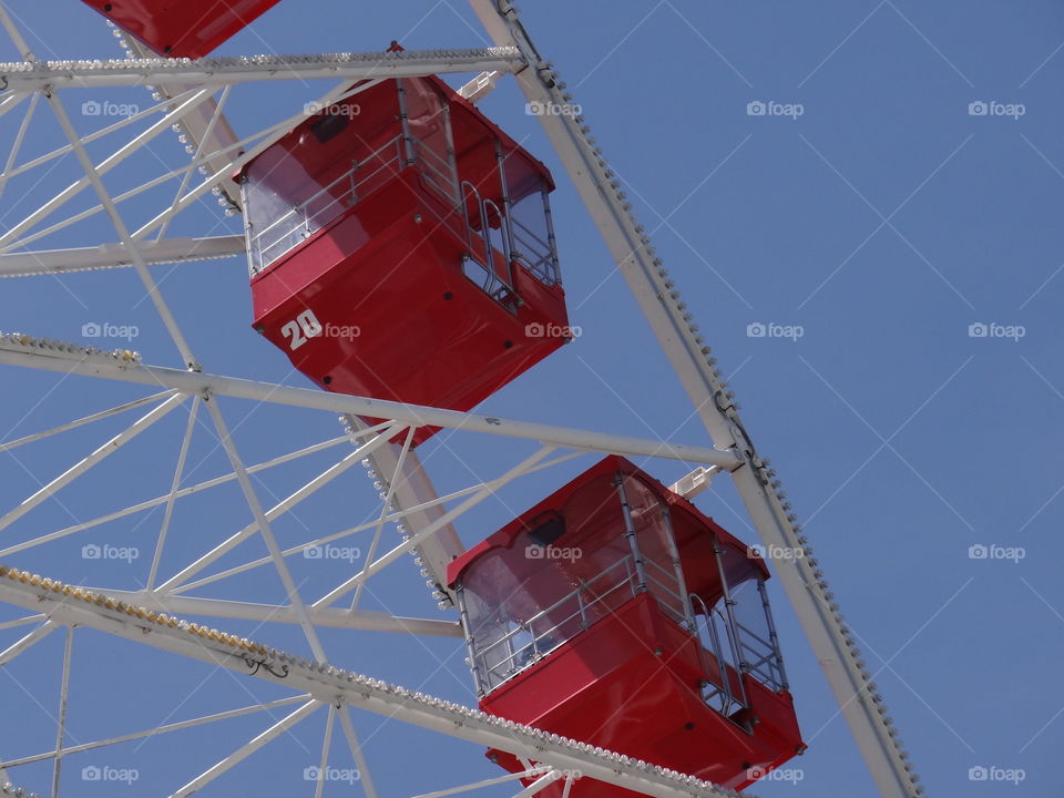 High in the Sky. Cars on the giant Ferris wheel at Chicago's Navy Pier