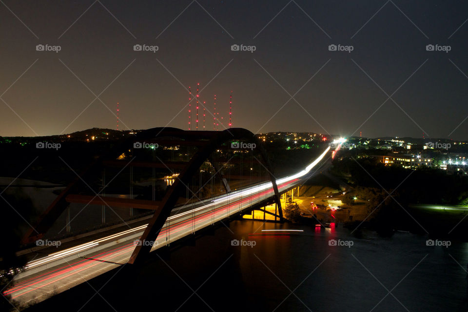 lake night lights bridge by avphoto