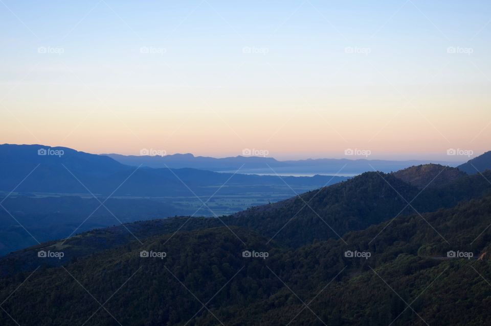 High angle view of valley during sunset