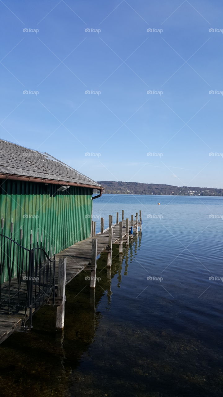 Boathouse in the lake