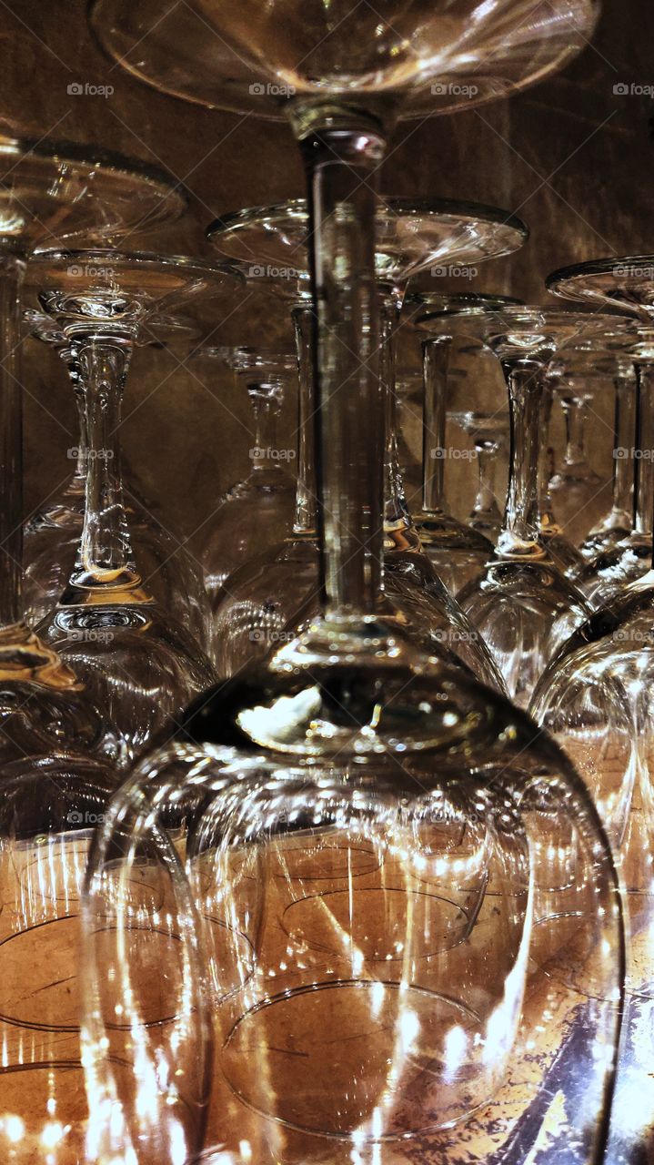 Wine Glasses on Shelf