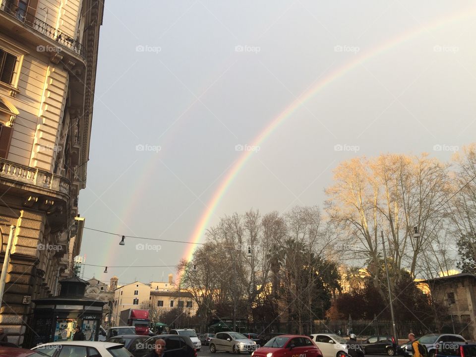Double rainbow in Rome. Rome, Italy