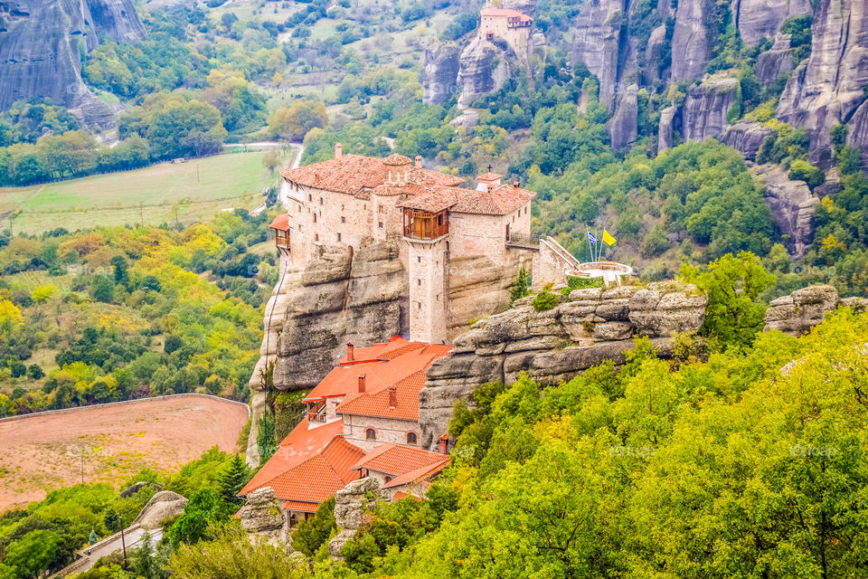 View Of Meteora Monastery In Greece
