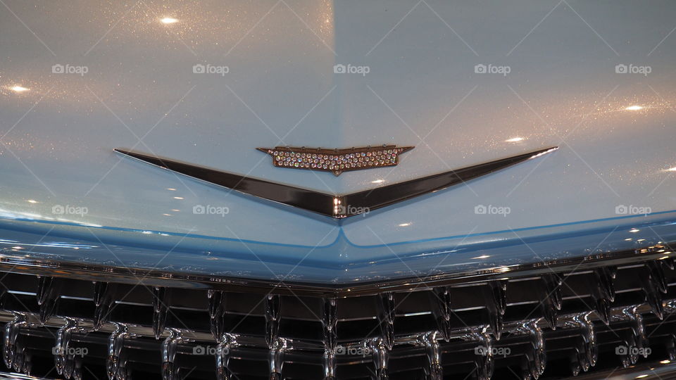 Cadillac emblem hood diamonds. Custom vintage Cadillac hood emblem in diamonds