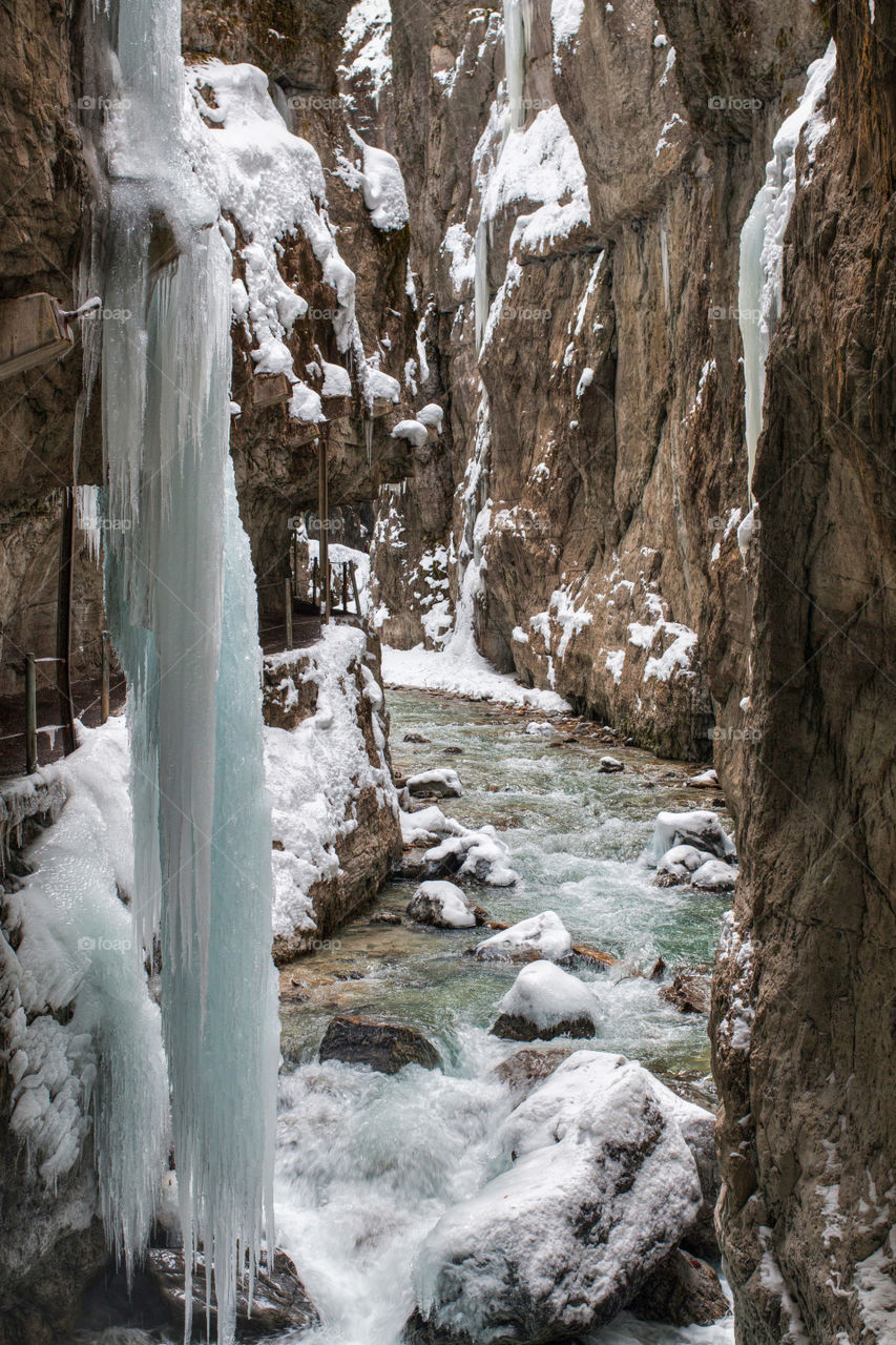 A very cold waterfall and river