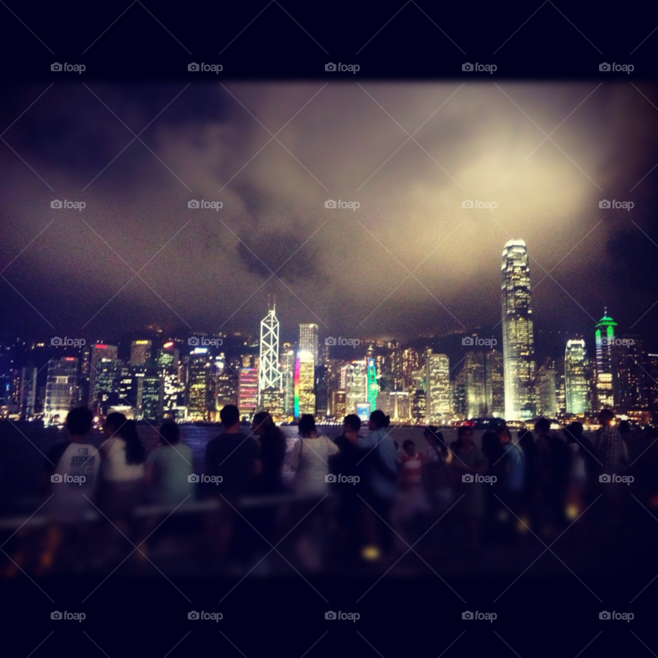night skyline harbour hong kong by KengPP