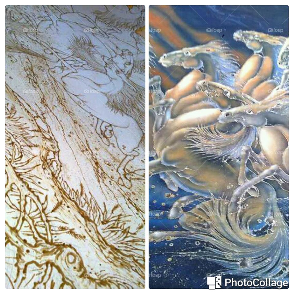hand painting batik with canting  wax