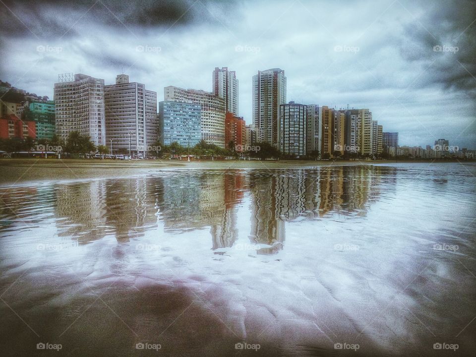 Reflection. Itararé beach,  São Vicente,  Brazil