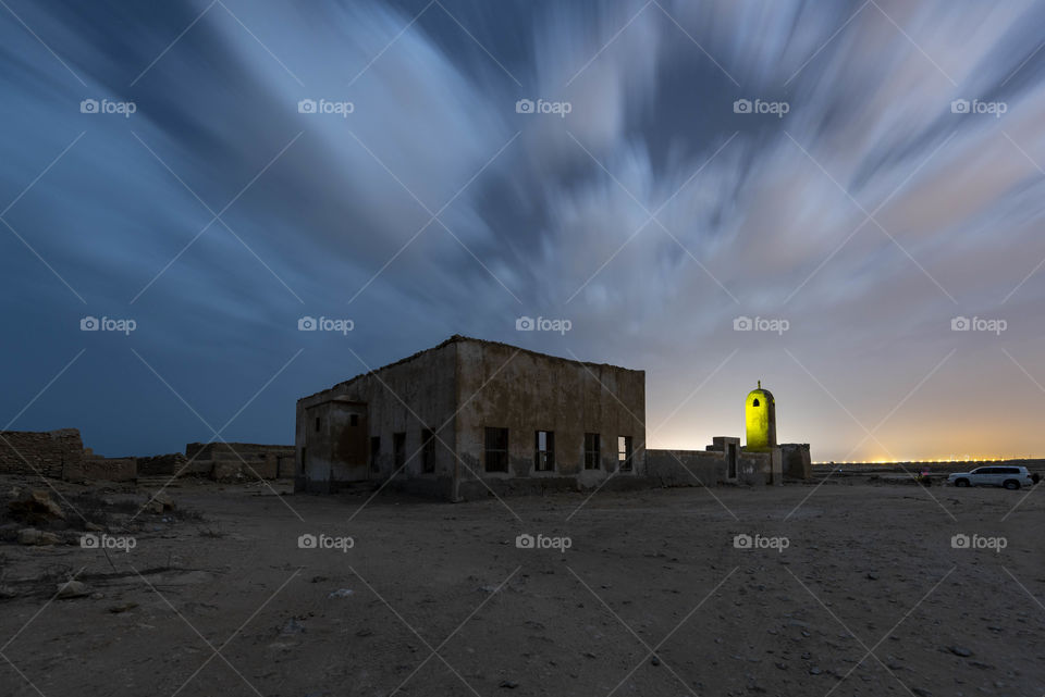 Ancient Masjid under Running clouds 