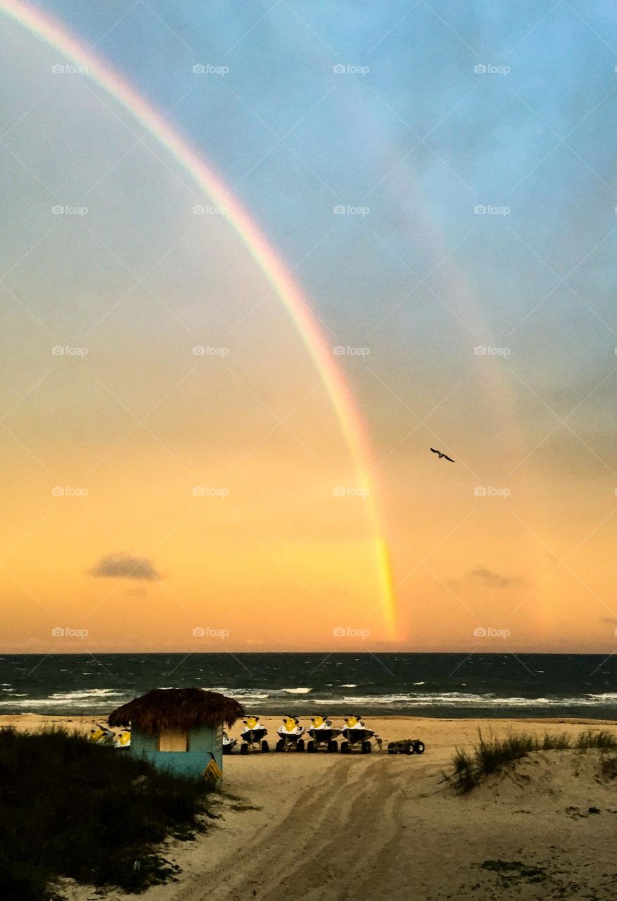Double rainbow sunset