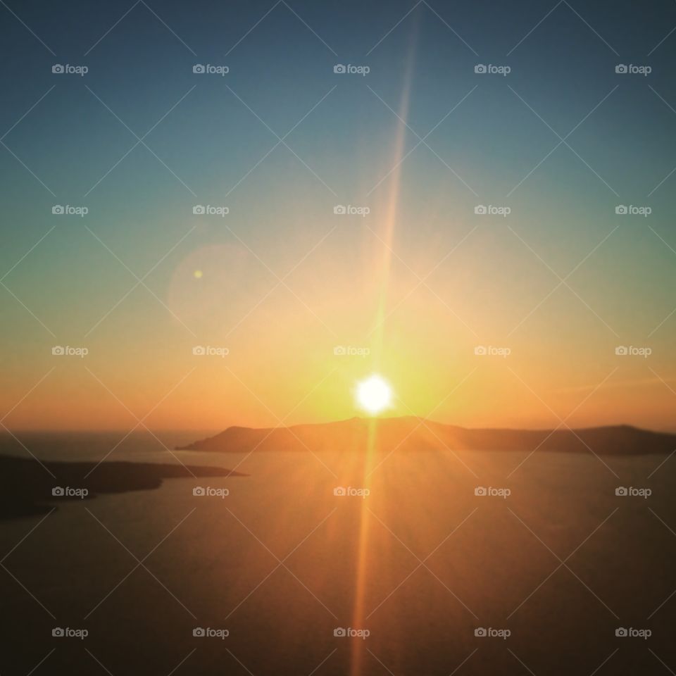 Santorini sunset . Unique sunset at galdera santorini