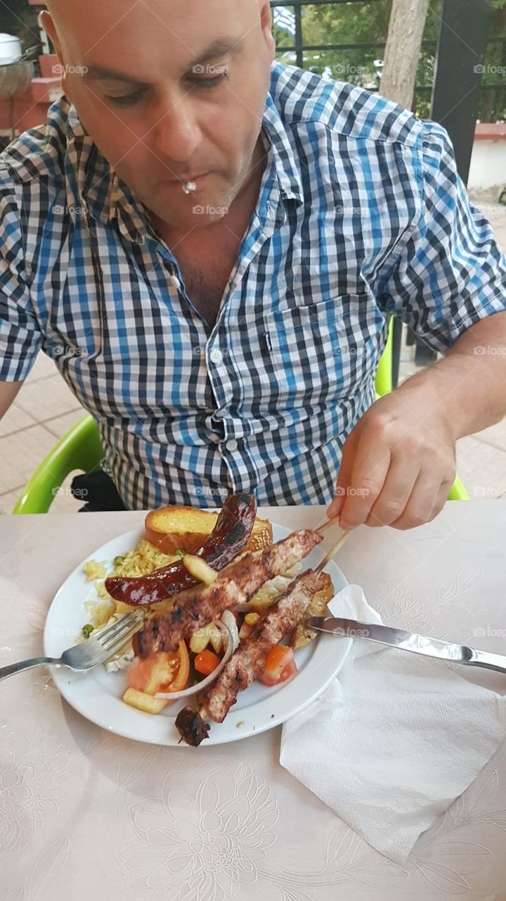 Enjoying and wearing my BBQ in Rhodes