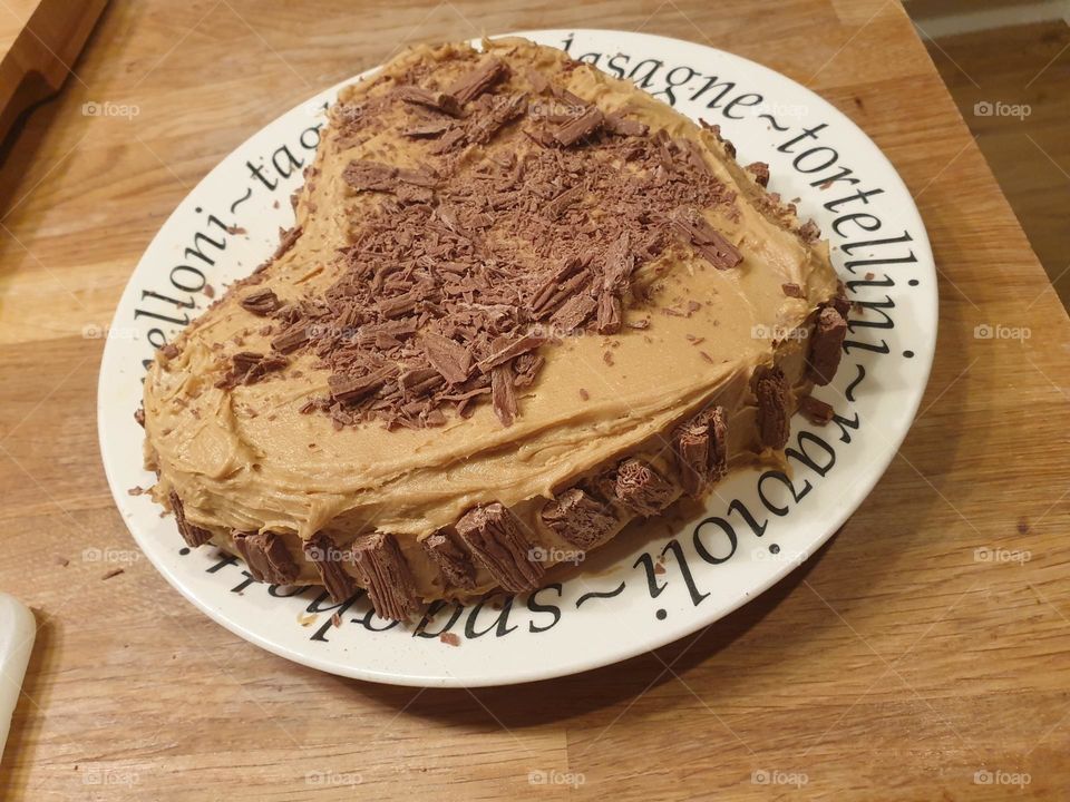 homemade heart shaped coffee cake