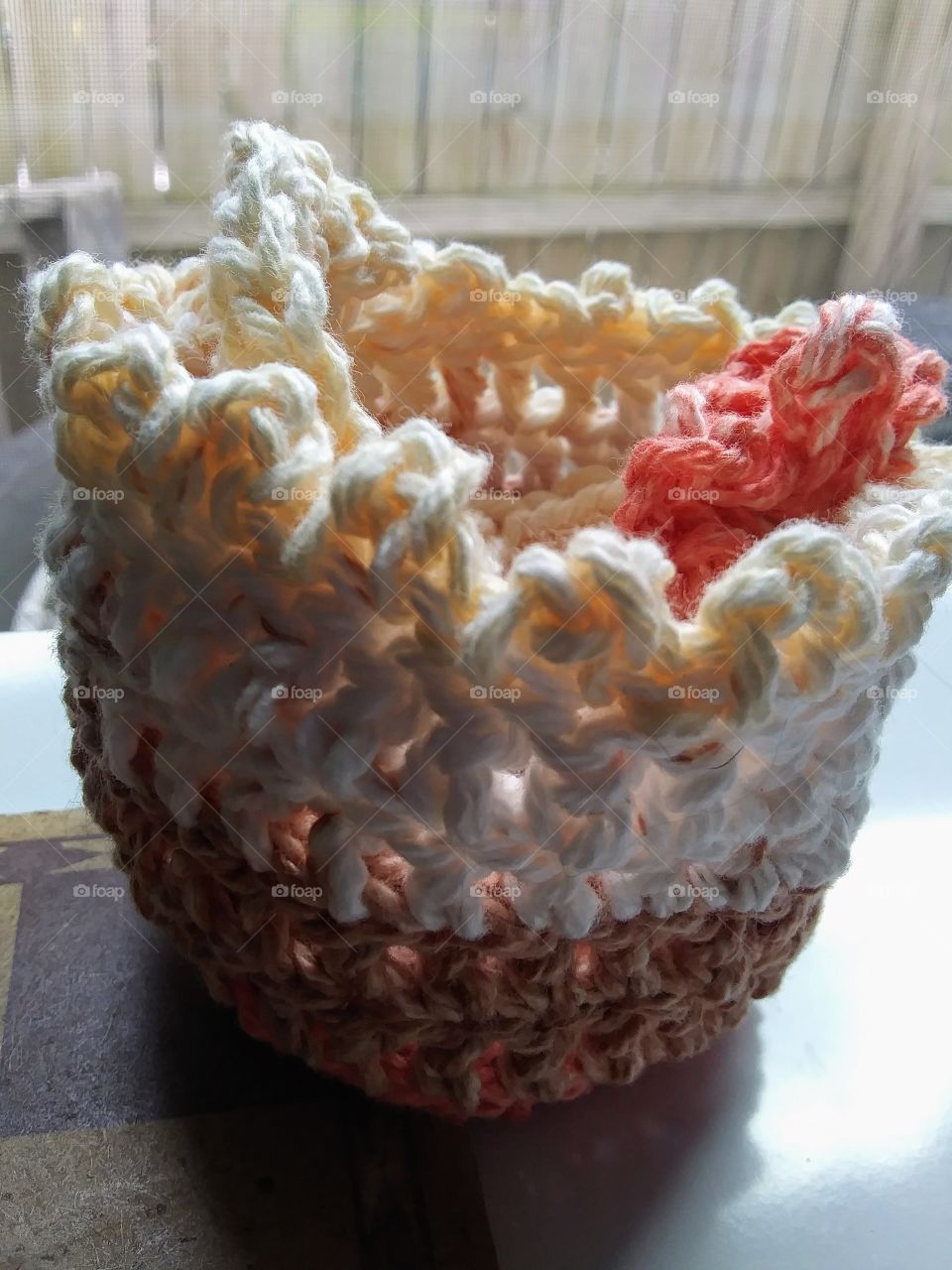 crocheted basket