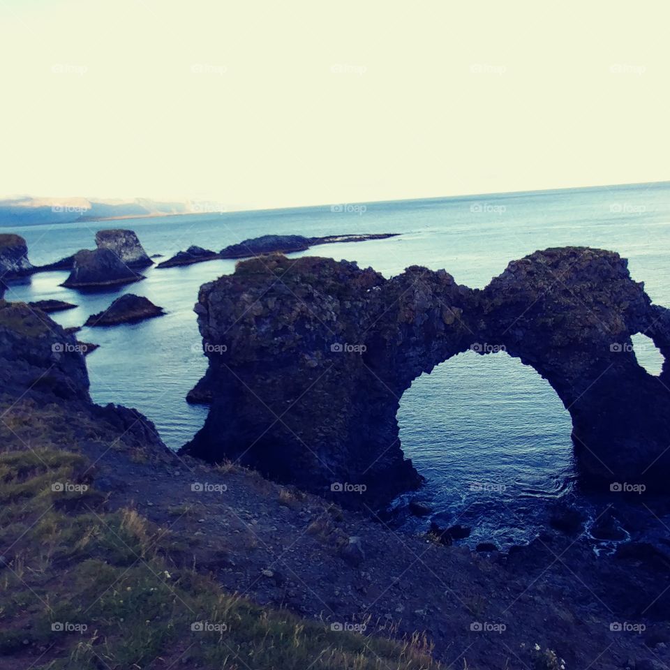 Scenic rock formations near Arnarstapi, Iceland.