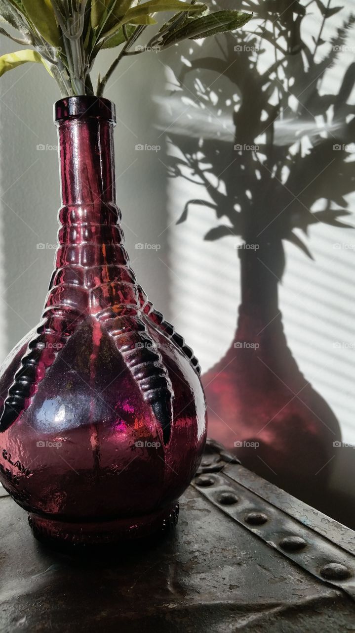 purple glass vase