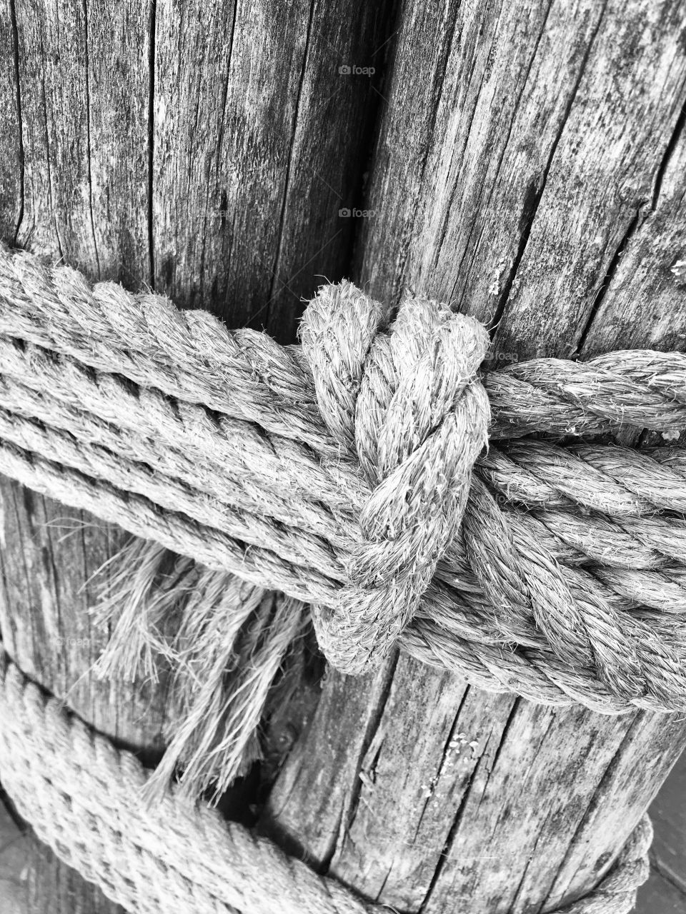 Wood columns tied with nautical rope
