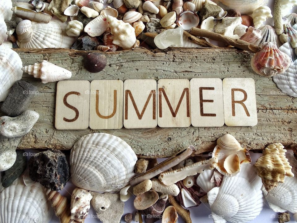 Word Summer wooden letters