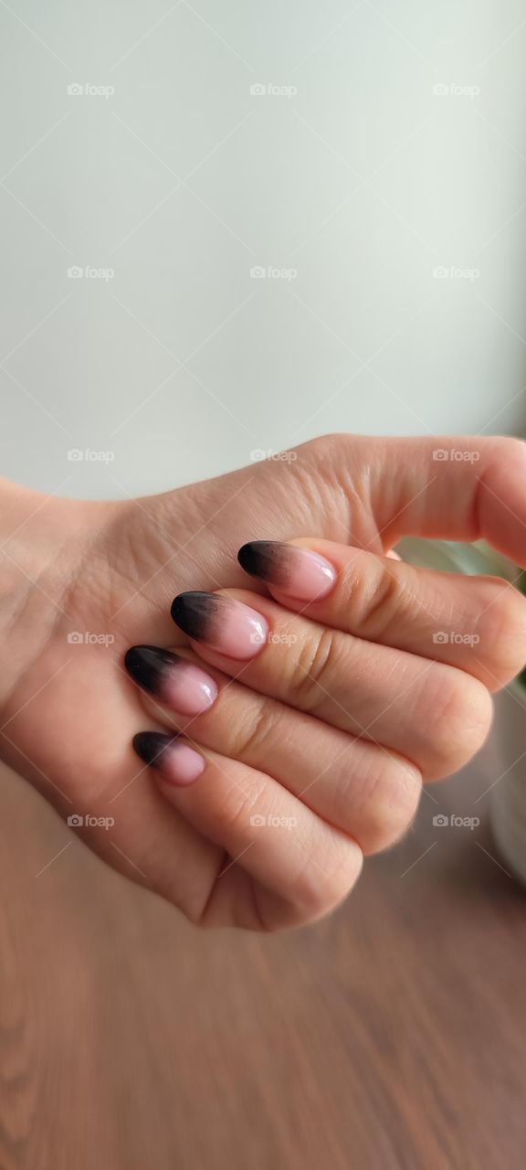 manicure on woman hand