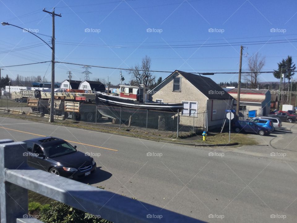 This is a shipyard in Mission, British Columbia. It’s near the Fraser River.