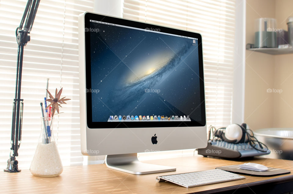 apple office monitor desk by bushler14