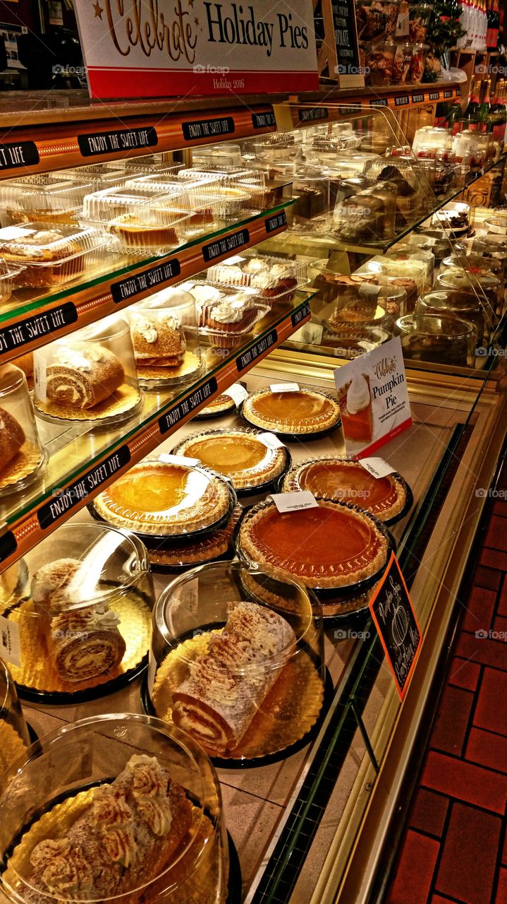 Assortment of fresh pumpkin pie and pumpkin cakes just in time for the Holiday