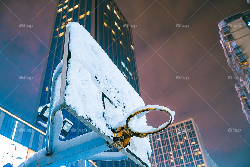 Frozen basketball hoop 