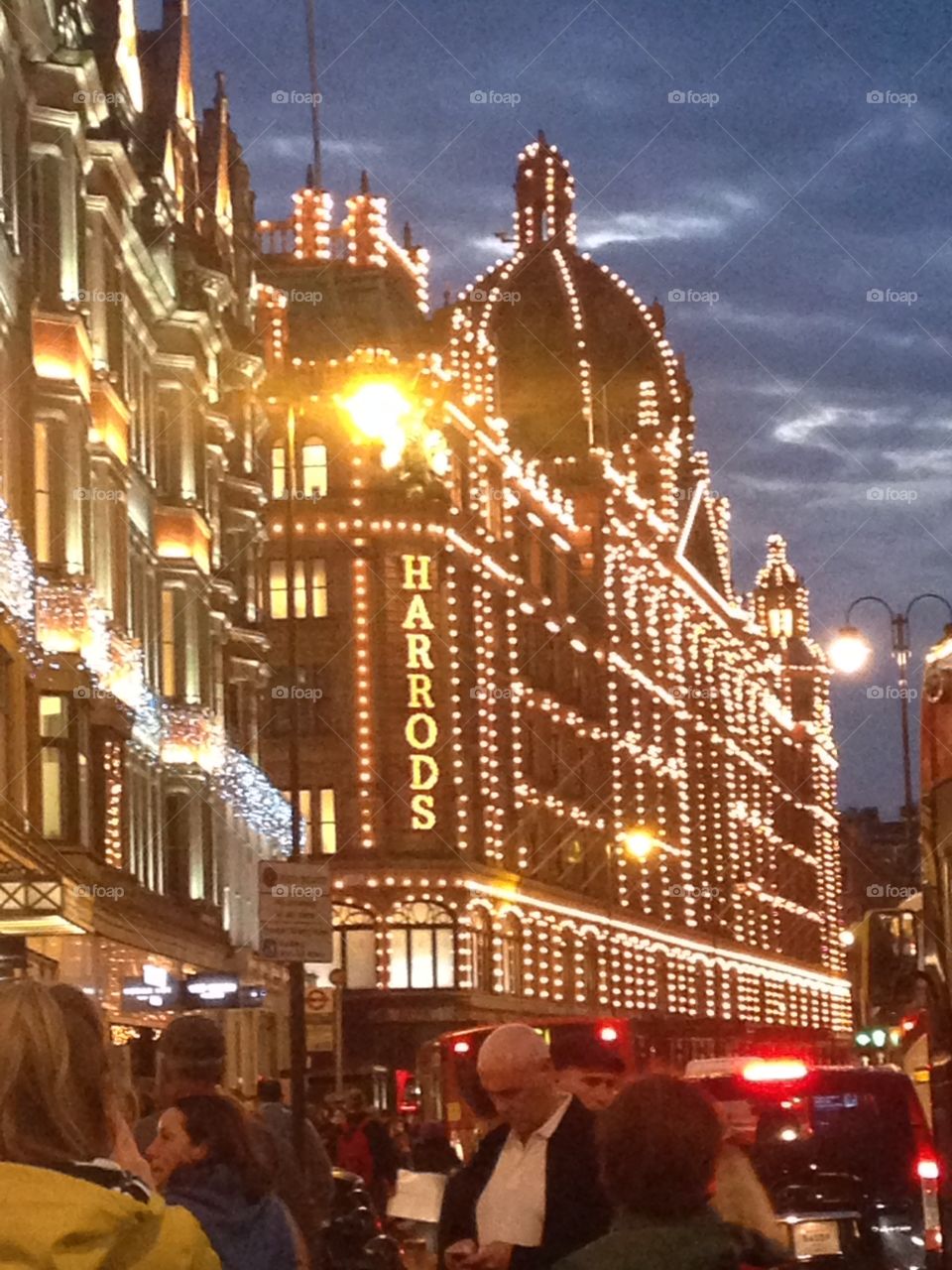 Harrods in lights, London. Harrods one evening looking amazing!