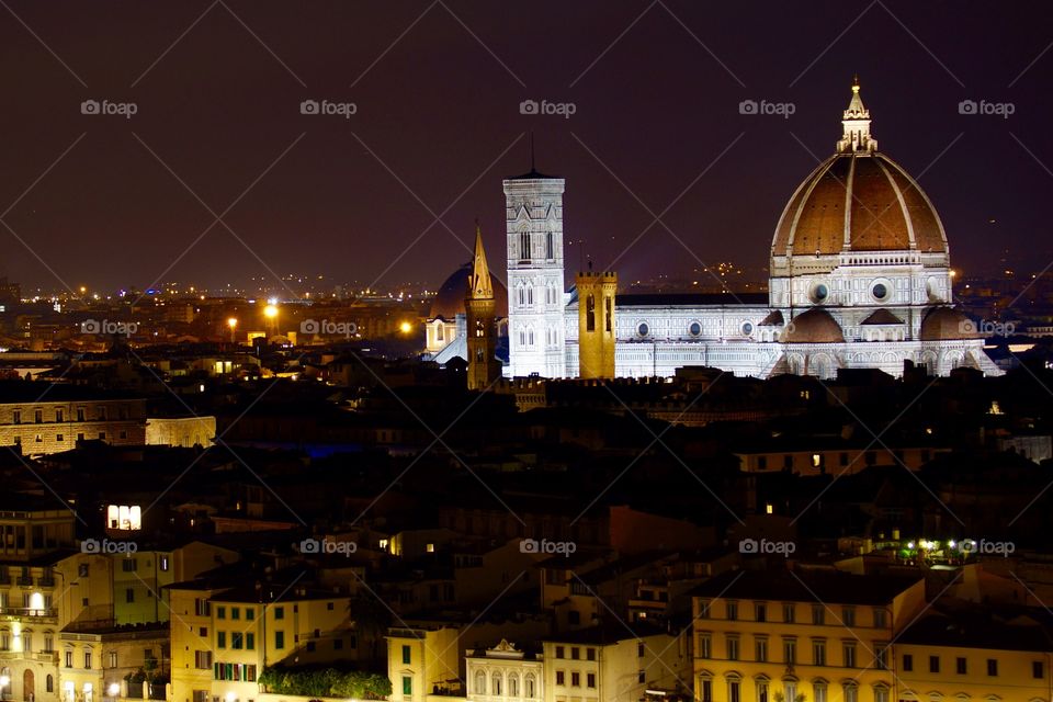 La cathédrale Santa Maria del Fiore domine la ville de Florence (Toscane, Italie) 