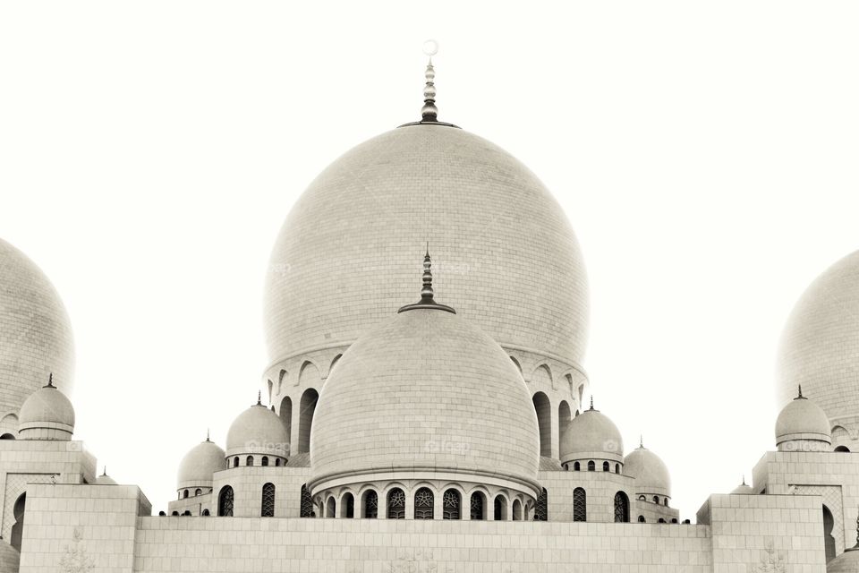 Monotone photo of the Grand Palace in Abu Dhabi UAE.