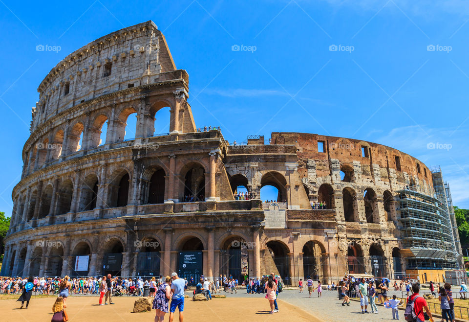 Colosseum, Rome, Italy. The famous landmark of historical arena; colosseum of Rome, Italy