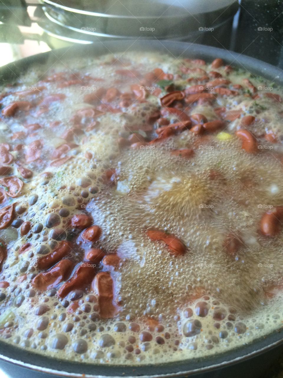 Cooking down some Louisiana red beans. 