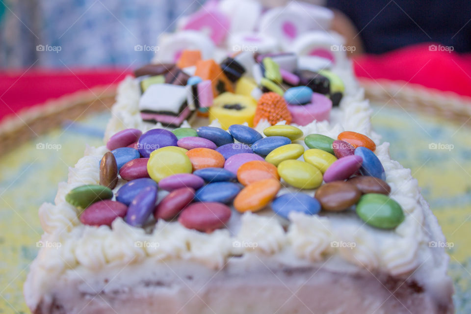 candy on a cake