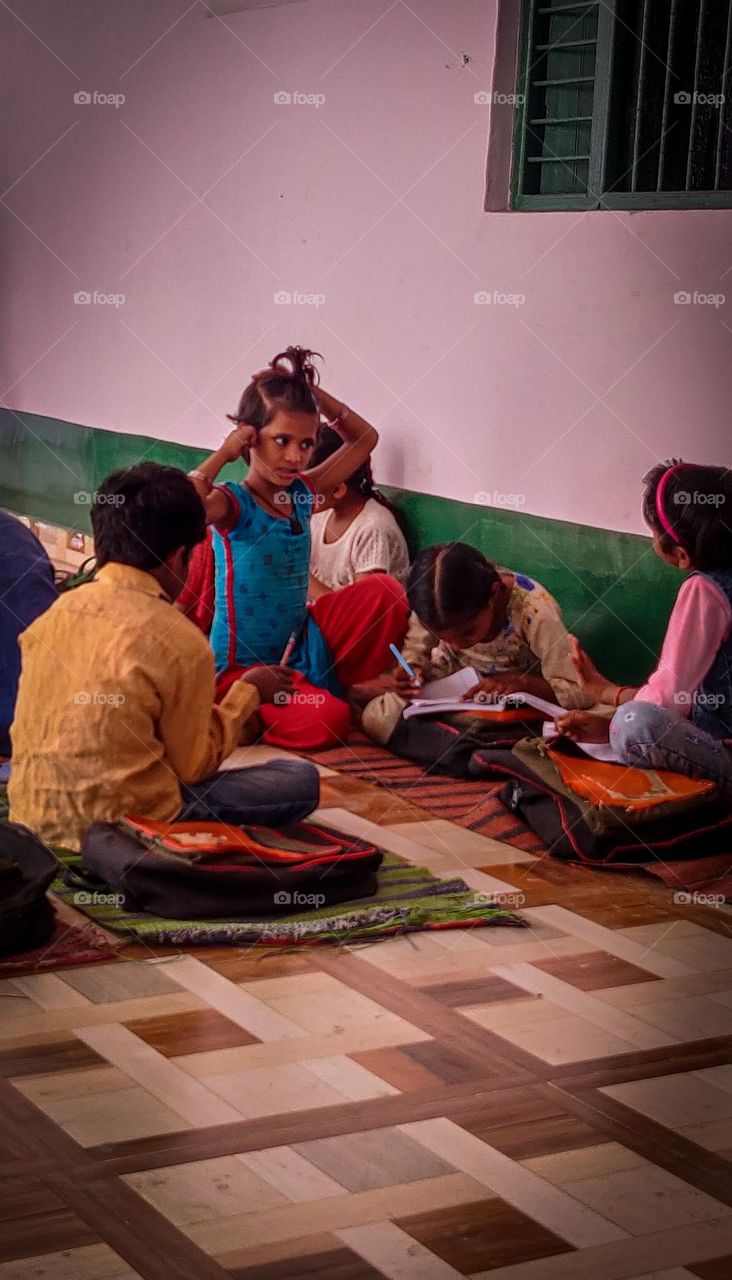 Image full of emotions of village kids school