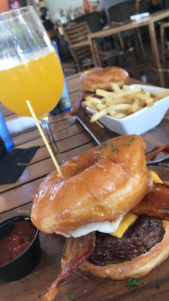 Donut Burger! You got it. Fitness, good, food, food-comma, delicious, sweet and sour, desert, entree, dinner, fries, bacon cheeseburger, fit, motivation, exercising, diet, cooking, yummy, chef, cook, feed, hungry, restaurant, menu 