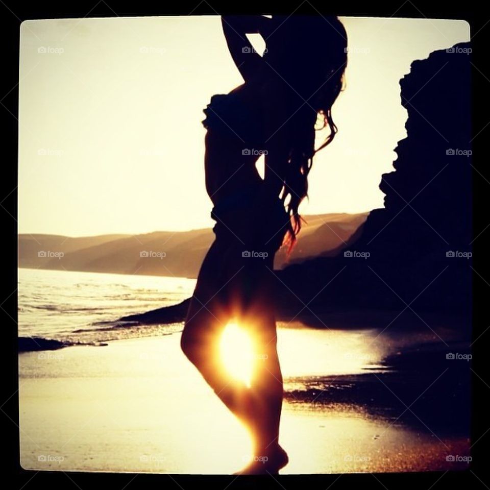 beach sky girl yellow by itsAus