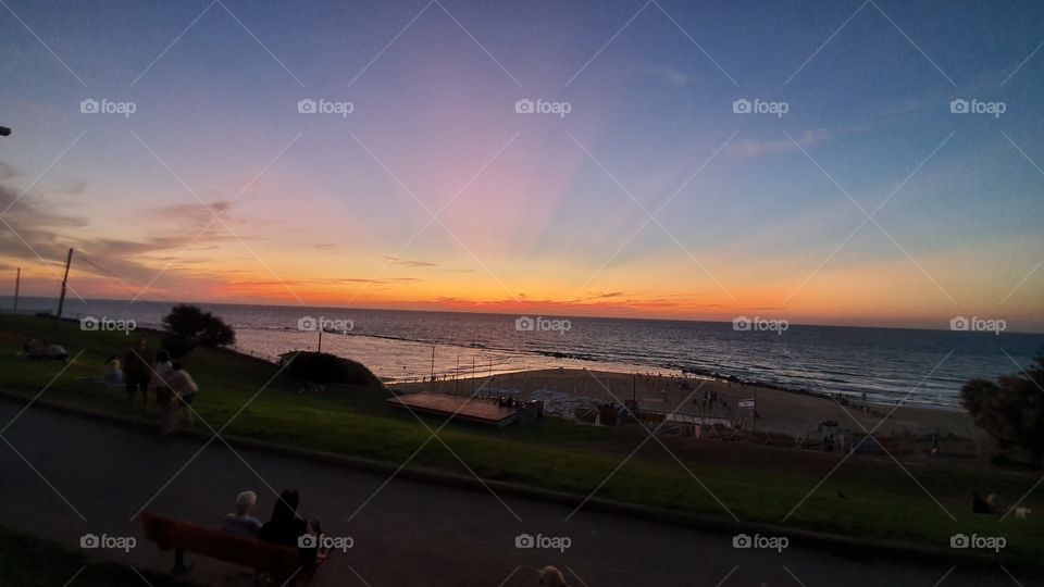 warm sunset on the sea