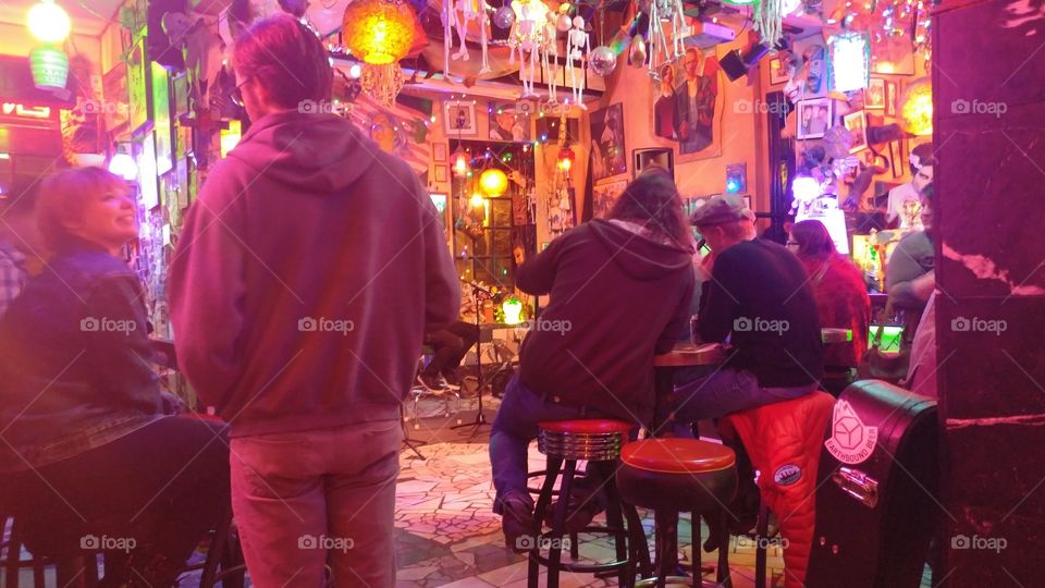 Waiting to perform at the Venice Cafe Open Microphone.