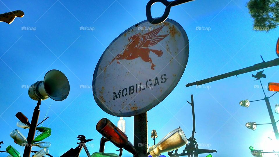 Vintage Mobil Gas sign. Bottle Tree Ranch on Route 66